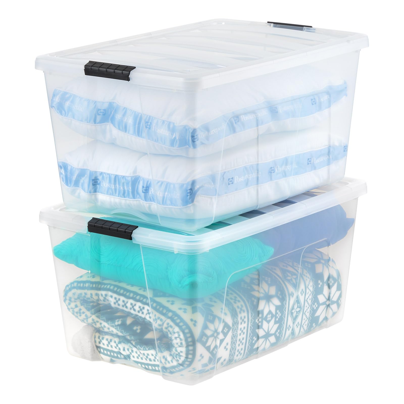 Photo 1 of ***TUBS ONLY, NO LIDS***IRIS USA 94 Qt Stackable Plastic Storage Bins with Lids, 2 Pack - BPA-Free, Made in USA - See-Through Organizing Solution, Latches, Durable Nestable Containers, Secure Pull Handle - Clear