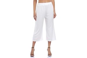 GlorySunshine Women's Elastic Waist Solid Palazzo Casual Wide Leg Pants with Pockets