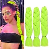 Jumbo Braiding Hair Extensions Synthetic Braiding Hair Crochert Straight Hair for Boxes Braids 24 Inch Pre Stretched High Temperature Synthetic Braiding Hair for Twist Braids (Green,24",100g/Pcs)