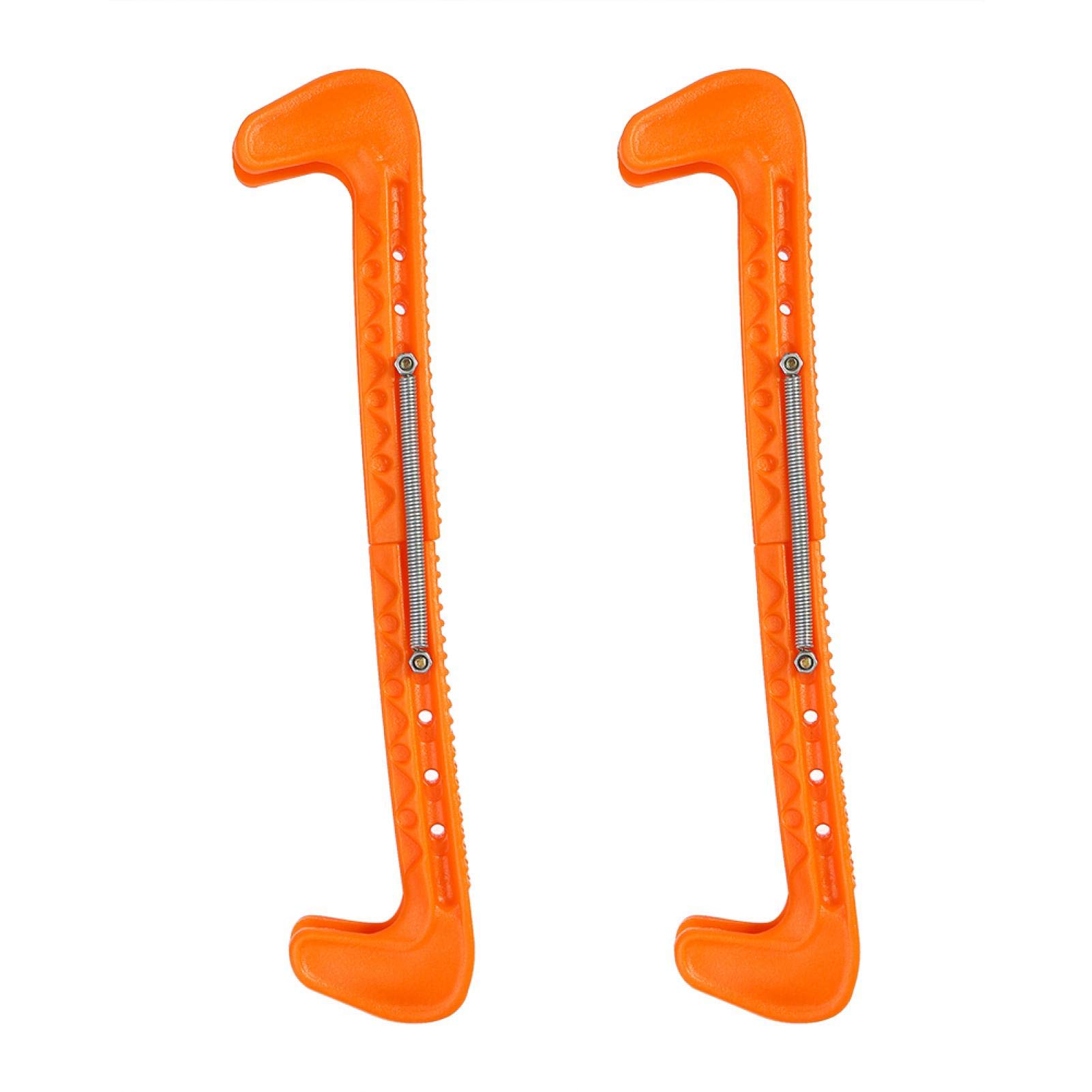 MOUMOUTEN Ice Skate Guards,1 Pair Plastic Ice Hockey Skate Blade Covers Guards with Adjustable Spring, Skating Protective Gear and Soft Skate Blade Cover for Figure Skating and Hockey (Orange)