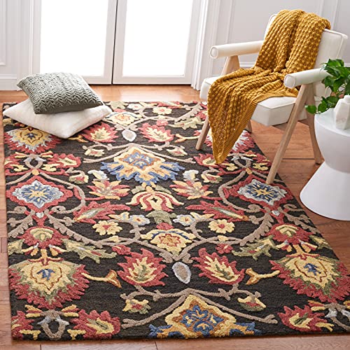 SAFAVIEH Blossom Wool Area Rug 6'x9', Traditional Charcoal & Multi BLM402H at Amazon