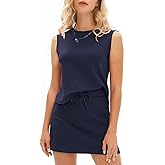 EXLURA Womens Summer 2 Piece Short Skirt Sets Sleeveless Top and Tennis Skorts Dressy Cotton Matching Sweatsuits Outfits 2026