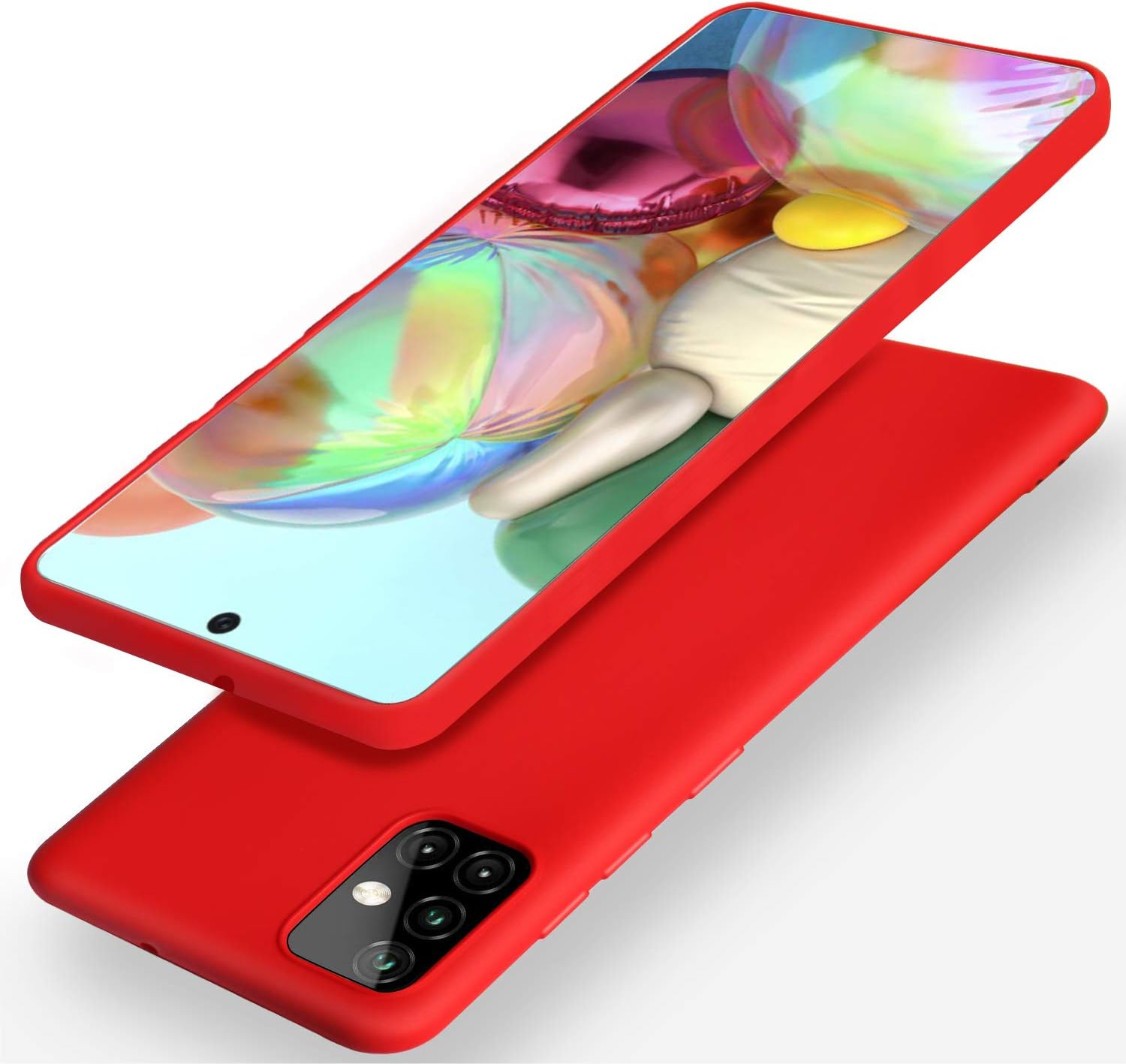 Soft Silicon Case Slim TPU Protective Rubber Bumper Cover for Samsung Galaxy A71 4G LTE SM-A715F (Not Fit A71 5G) (Red)
