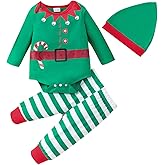 NUBEEHOHO Newborn Baby Boys Girls Christmas Outfit Infant Xmas Romper Elf Santa Clothes