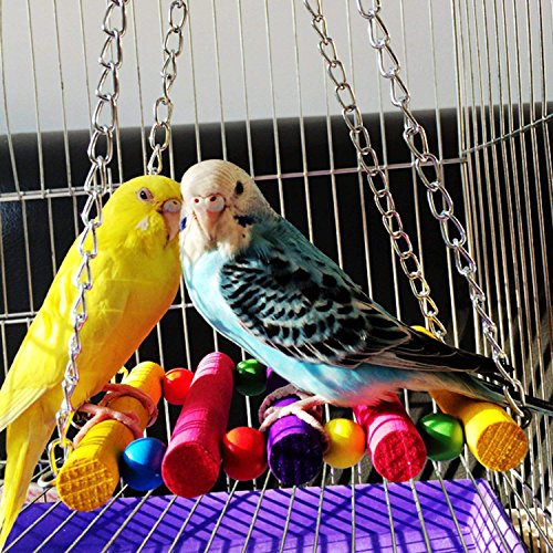 Vehomy Pack of 5 Bird Chewing Toy Bird Hanging Bell Bird Ladder Pet Bird Cage Hammock Swing for Parakeets, Cockatiels, Macaws, Parrots, Lovebirds, Finches - Thumbnail 4