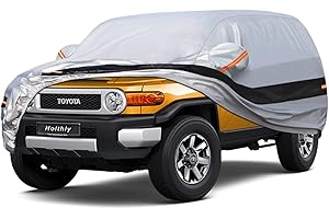 Holthly 10 Layers SUV Car Cover Custom Fit for Toyota FJ Cruiser (2006-2017), Waterproof All Weather for Automobiles, Outdoor Full Cover Sun Dust Rain Protection with Cotton. Silver
