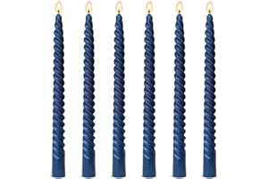 BEILISEN 6 Pack 10 Inch Navy-Blue Spiral Taper Candles for Hanukkah and Winter Home Decoration, Unscented Dripless Twisted Candlesticks for Dinner Beach-Themed Decor Relaxation and Meditation