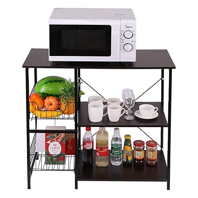 Euone_Home Microwave Oven Rack, Utility Storage Cart for Kitchen