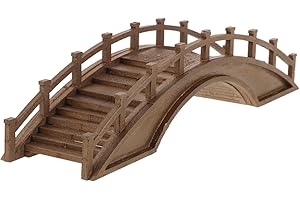 LOGOFUN Miniature Wood Arch Bridge Figurine Mini Wood Bridge Model Tiny Arch Bridge Ornaments for Bonsai Micro Landscape Deocrations - Medium