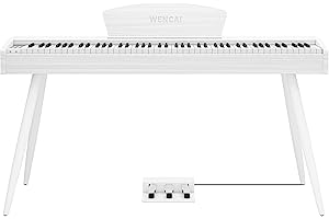 WENCAI 88 Key Fully Weighted Electric Piano Keyboard Hammer Action Full-size Digital Pianos for Beginners Adults Wooden Upright Piano with Sheet Music Stand, Triple Pedal Supports USB-MIDI White