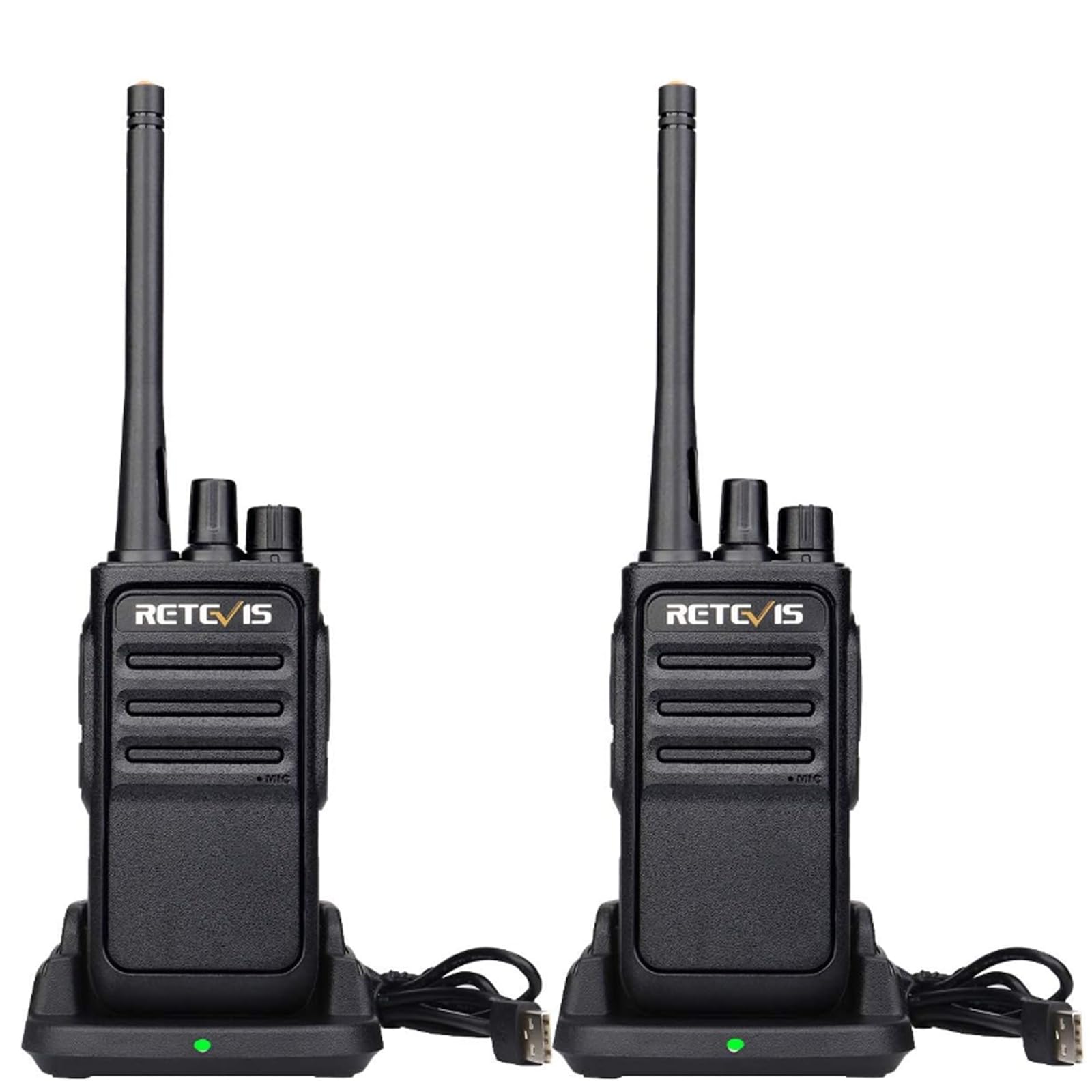 Retevis RT617 Walkie Talkie, PMR446 16 Channels, 2 Way Radio Professional, License Free CTCSS/DCS, VOX Scan Squelch, Rechargeable Walkie Talkies Long Range for Security (2 Pcs, Black)