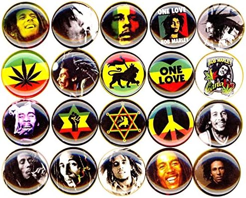 Bob Marley NEW 20 1" pins buttons badges rasta peace one love rastafarian reggae