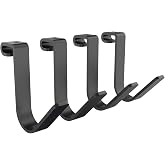 FLEXIMOUNTS 4 Pack Add-On Storage Rail Hooks, Black | Accessory for Garage Ceiling Rack and Wall Shelving, Max Weight Capacity up to 50 lbs