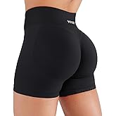 VOYJOY Women's Impact Yoga Shorts 4.5" Seamless Hidden Scrunch Butt Lifting No Front Seam Workout Running Booty Shorts