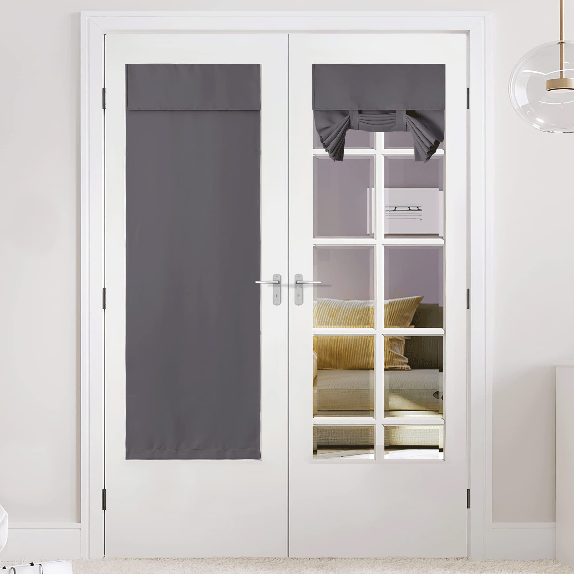 Photo 1 of ***(1 PANEL)***NICETOWN Blackout Door Curtain - Blinds for Indoor Windows Thermal Insulated Trica Window Covering for Patio French Door Front Privacy Sidelight Glass Curtain, W26 x L72 inch, 1 Panel, Grey