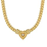 18K Gold Plated Heart Pendant Necklace with Crystal