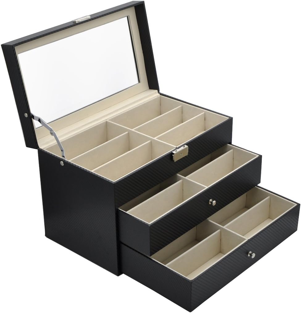 ADTL 3 layer 18 Slots Eyeglass Sunglass Storage Box Display Glasses Textured pattern: Home Improvement