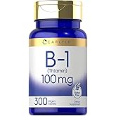 Carlyle B1 Vitamin 100mg | 300 Tablets | Supplement for Women & Men | as Thiamin HCl | Vegan, Non-GMO & Gluten Free