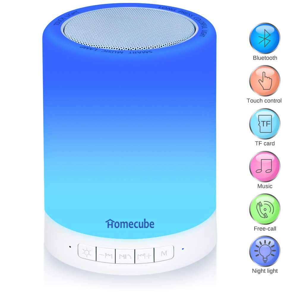 Homecube Bluetooth Speaker Lamp, Portable Bedside lamp with Touch Dimmable Mood Night light