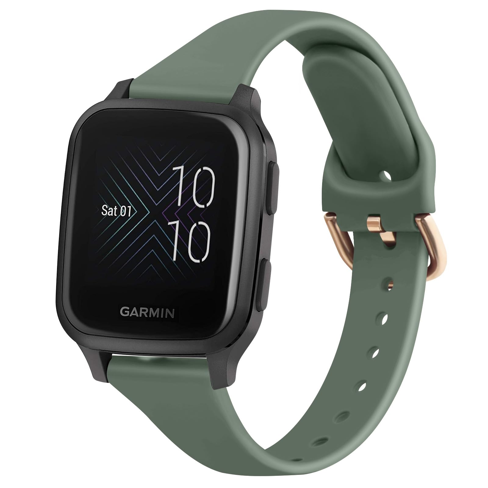 Slim Strap for Garmin/Venu Watch Band, 20mm Adjustable Silicone Replacement Band for Various Models (Oliver Green)