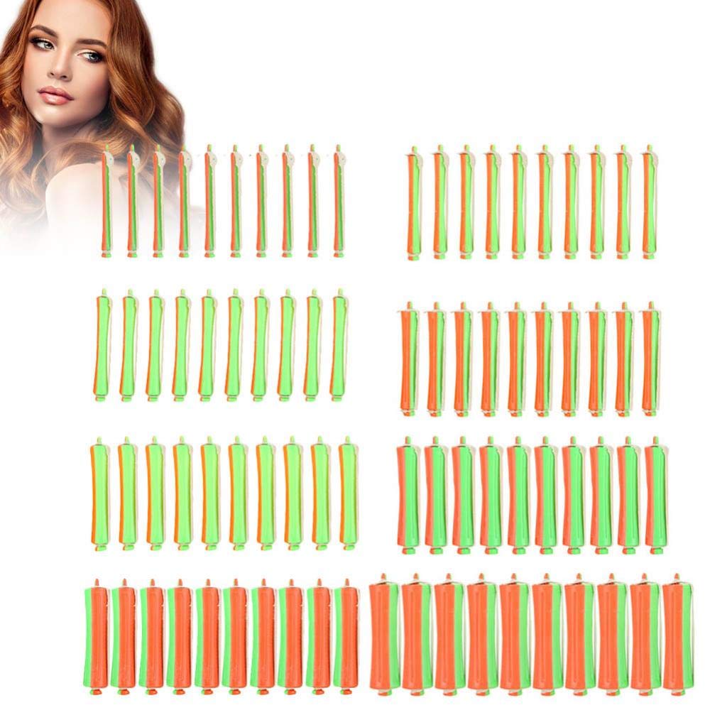 Hair Rollers, 80Pcs Hair Curlers with Rubber Band Wave Heat Perm Rod 1-8 Sizes Hair Clip Curlers Hairdressing Styling Tool