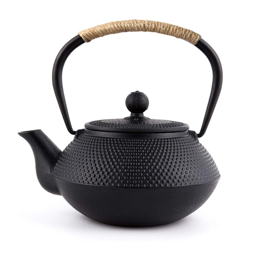 Webao Cast Iron Teapot Japanese Tetsubin with Stainless Steel Infuser Tea Kettle for Stove Top Black 800ml