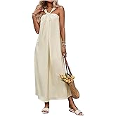 MakeMeChic Women's Summer Maxi Dress Twist Neck Sleeveless Flowy Vacation Beach Sundress
