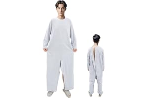 Siomlana Unisex Anti-Strip Adaptive Jumpsuit with Magic Stickers,One-piece Long-sleeved Trousers,Suitable for Seniors,Alzheimer’s Patients,Incontinence Care,Dementia Patient