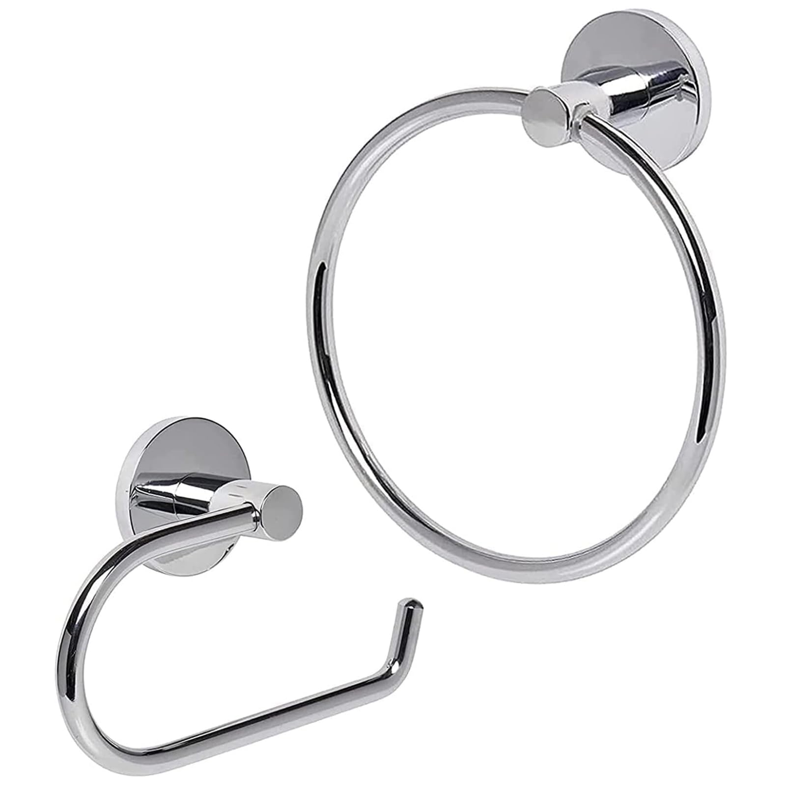 TOPAHGOD Toilet Roll Holder 2 Pieces, Stainless Steel Towel Holder & Chrome Toilet Paper Holder, Wall Mounted Towel Holders for Bathrooms, Waterproof Rust Resistant Bathroom Accessory (Silver)