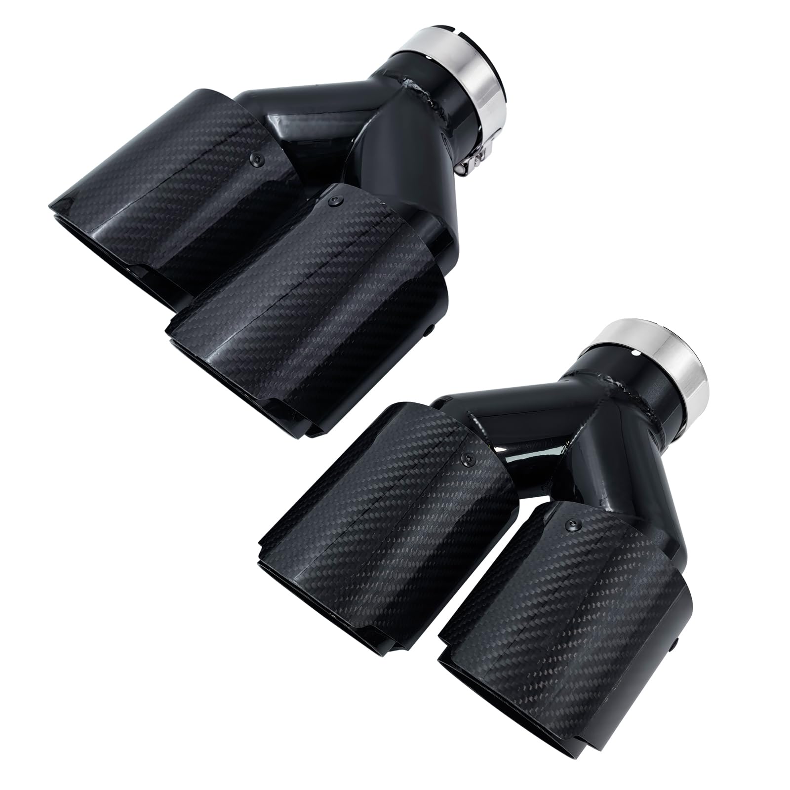 Photo 1 of Carbon Fiber Dual Exhaust Tips 2.5" Inlet 3.5"Outlet, Universal Tailpipe 2.5 Inch Exhaust Muffler Tip (2pcs Bright)