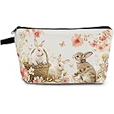 YULUENZE Floral Bunny Makeup Bag Cute Small Organizer Bag with Zipper Floral Bunny Cosmetic Bag Aesthetic Birthday Present for Women Sisters Friends -4