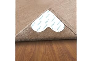 Sayenz 4 Pcs Grippers, Non Slip Rug Pads for Hardwood Floors and Tiles, Reusable and Washable Tape for Area Rugs, Dual Sided Adhesive Gripper Keep Corners Flat (4, Heart Shape - White)