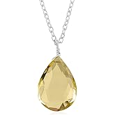 Natural Lemon Quartz Crystals Pendant Necklace, Faceted Pear Gemstone, Energy Healing Crystals, Birthday, Gift for Her, Gemstone Jewelry 18 inch AAA+ Quality