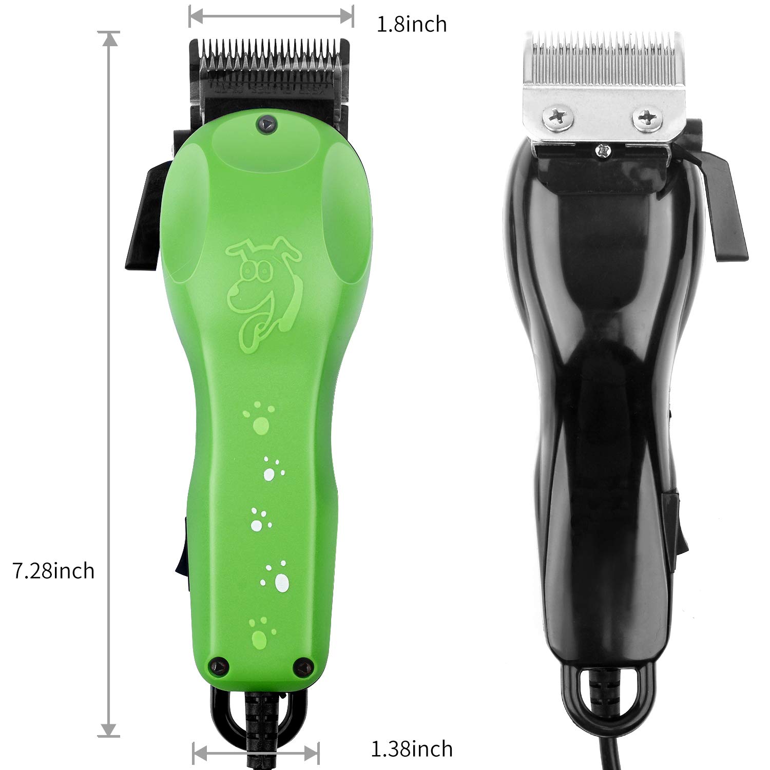 BESTBOMG Professional Electric Corded Dog Cat Trimmer Grooming Clipper Hair Removal Animal U-Clip Cordless Pet Grooming Clippers Set with Detachable Blade for All Coats with 4 Guide Combs Scissors