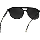 WearMe Pro Hudson Men's Polarized Aviator Sunglasses, Anti-Reflective Lens | Shatter-Resistant Lens, Lightweight Acetate Frame, Modern Double-Bridge Style, Includes Microfiber Pouch for Cleaning/Storage