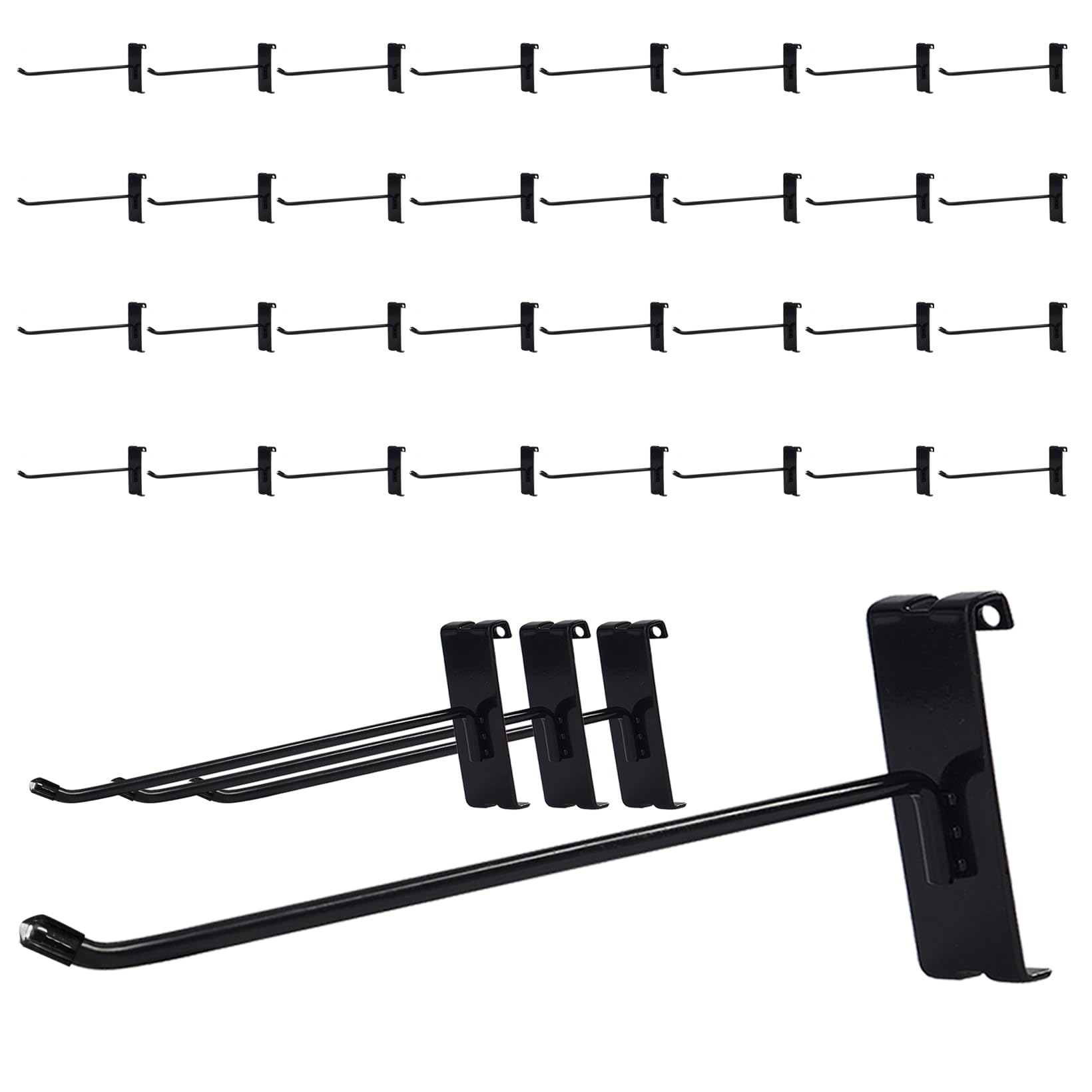 Photo 1 of NEESEEYEE Gridwall Hooks 8 Inch, 32PC Heavy Duty Black Display Hooks for Grid Wall Panels, Grid Wall Accessory for Retail Store, Home Stroage, Garage, Trade Show