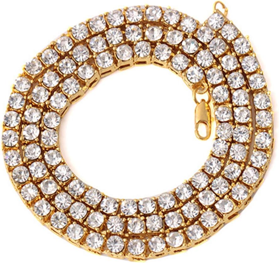 Danigrefinb Jewellery Men Hip Hop Multilayer Tennis Chain Rhinestone Inlaid Necklace Jewelry Gift for Women