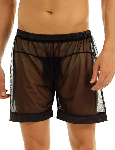 mens see thru swim trunks.