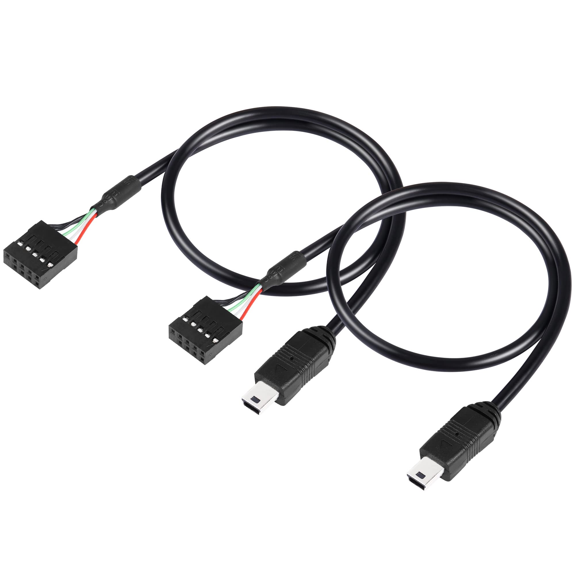 GINTOOYUN 2 PCS Motherboard 5Pin Connector to Mini USB Dupont Cable 19.6Inch Motherboard 5Pin Connector to Mini USB Connector Motherboard Extension Cable for PCB Motherboards,Cameras,etc