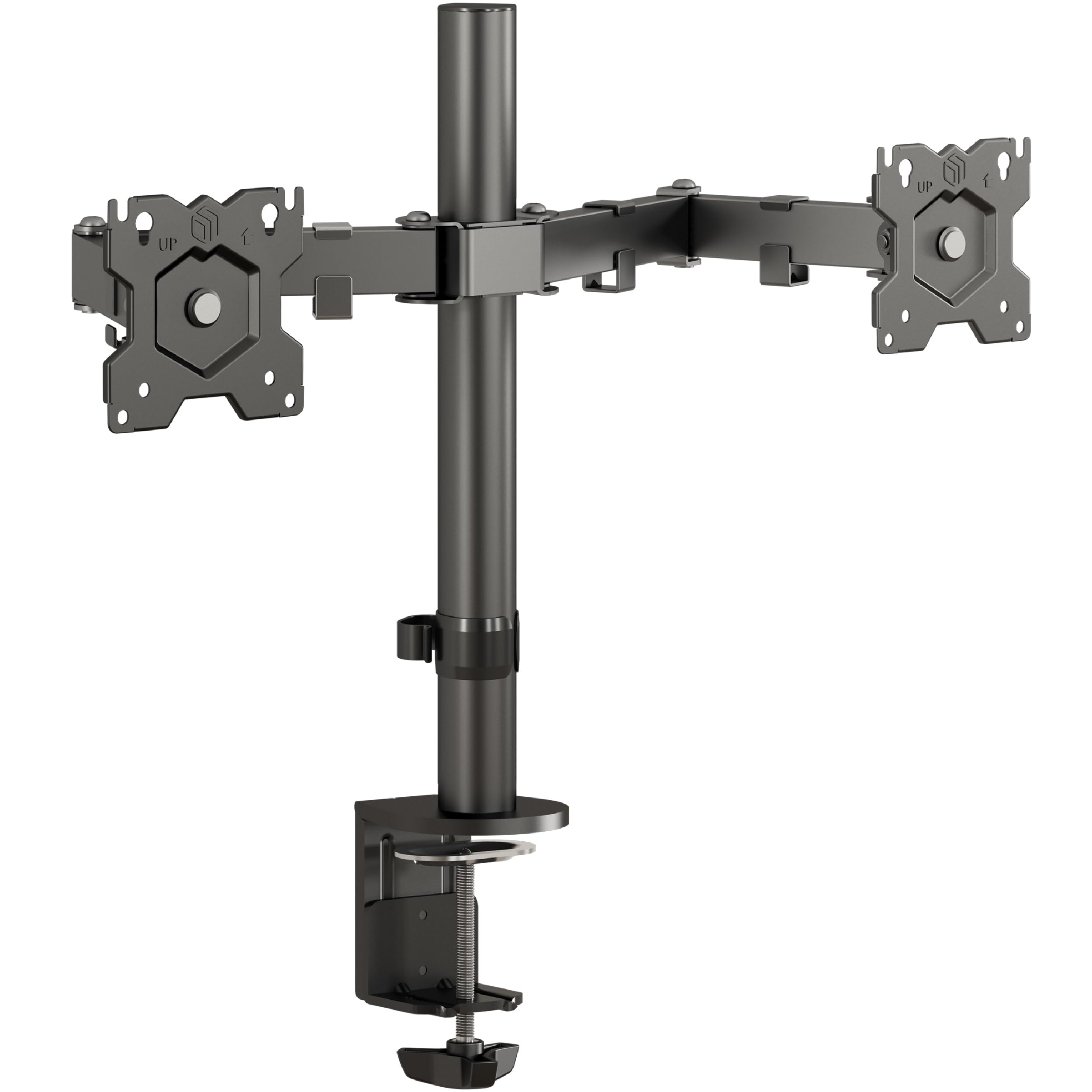 ONKRON Dual Monitor Arm Desk Mount for Two 13-32 Inch Screens, Double Screen Mount up to 8 kg Each - Dual Computer Arm VESA 75x75 & 100x100/Double Monitor Stand Rotation Tilt Swivel D221E-B Black