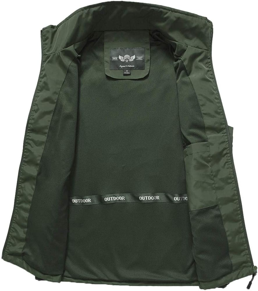 Pocket vest Polyester Mens Spring and Autumn Thin Sports and Leisure Multi Color : Dark Blue, Size : XXXL