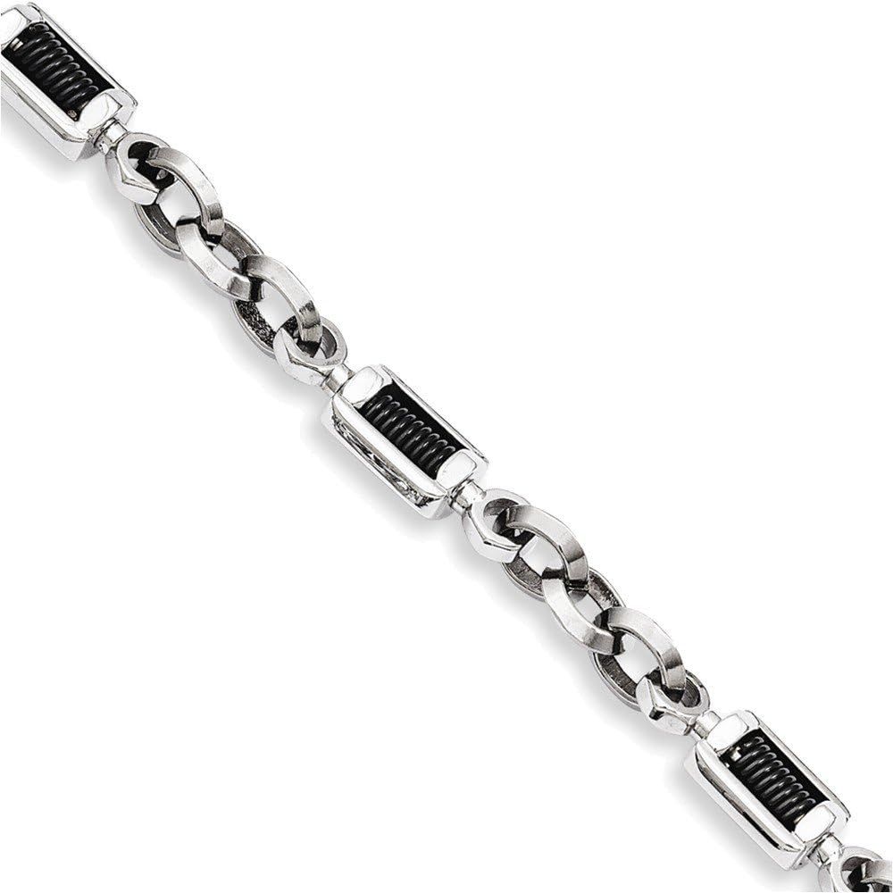 Stainless Steel Blackplated 8.5in Bracelet Length 8.5