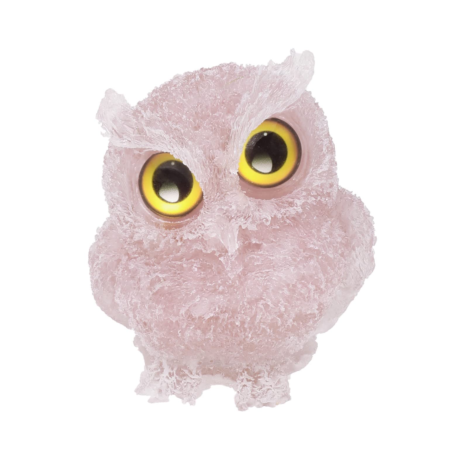 KYEYGWO Rose Quartz Cute Crystal Owl Figure Ornaments Decorative Resin Bird Statues for Home Office Table Mini Stone Animal Sculpture Talisman Micro Landscape