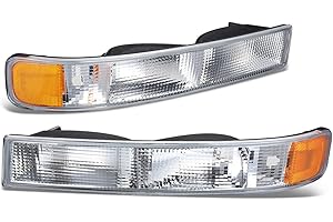 DNA MOTORING BL-CEGS03-CH-AM Pair of OE Style Front Bumper Parking/Turn Signal Lights Compatible with 03-14 Express Savana 1500/03-23 Express Savana 2500 3500, Chrome/Amber