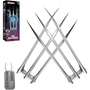 Plastic Wolverine Claws, Wolf Claws, Cosplay Costume Accessories, 2 Claws with Necklace Silvery, A Gift for a Friend or Famil