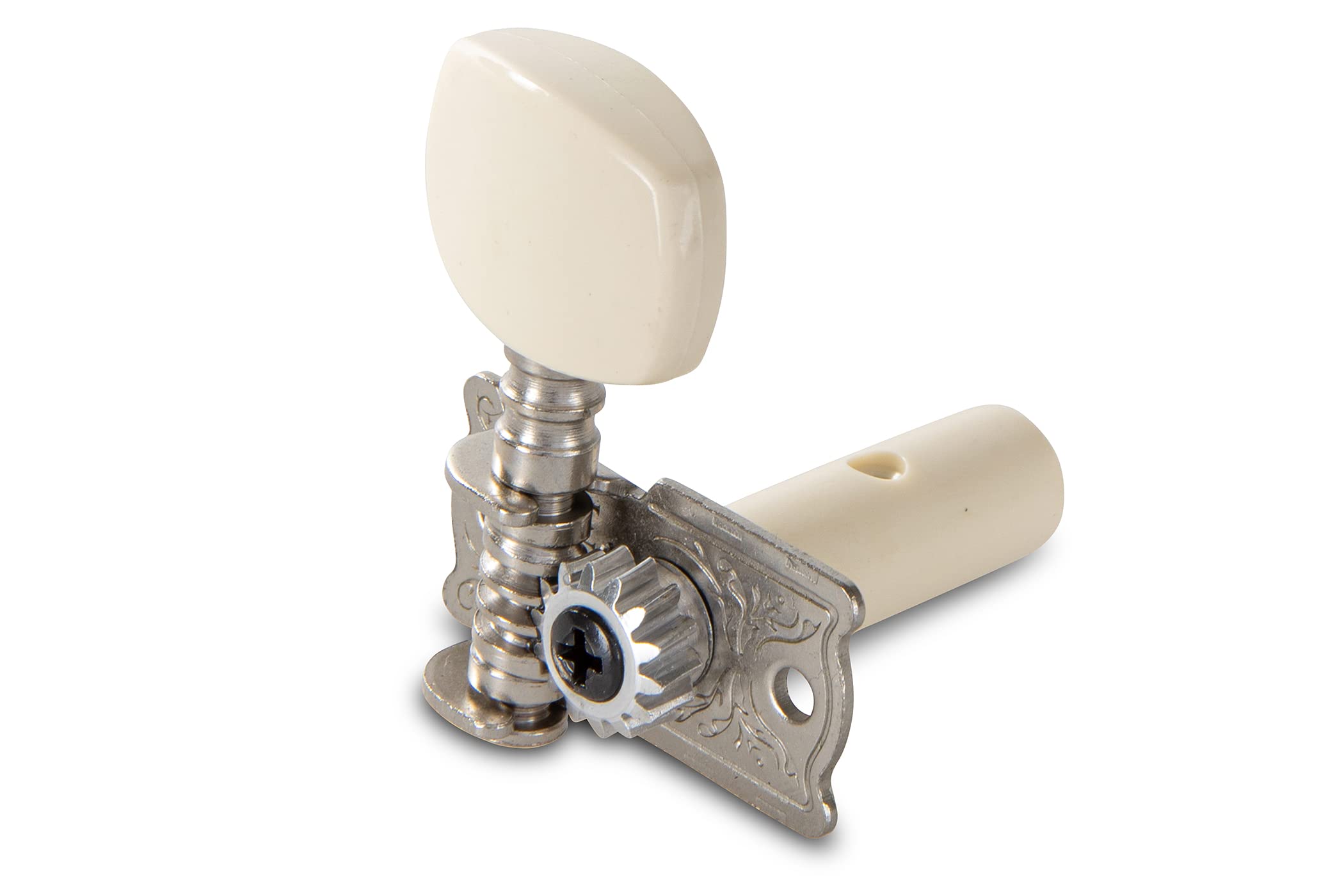 Gewa 545462 machine heads Small body folk guitar Nickel plated finish, for nylon strings, Cream coloured synthetic buttons