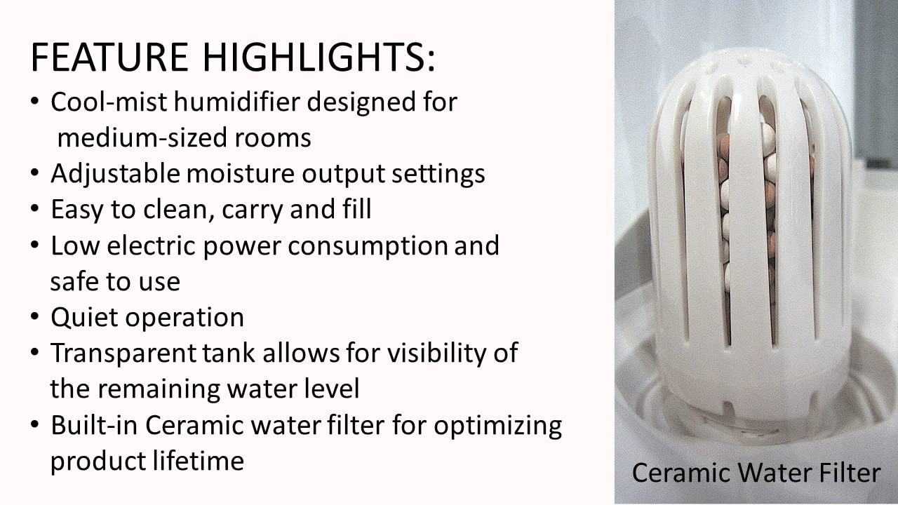 Optimus U-31001 1.5-Gallon Cool Mist Ultrasonic Humidifier, 1-Pack, White