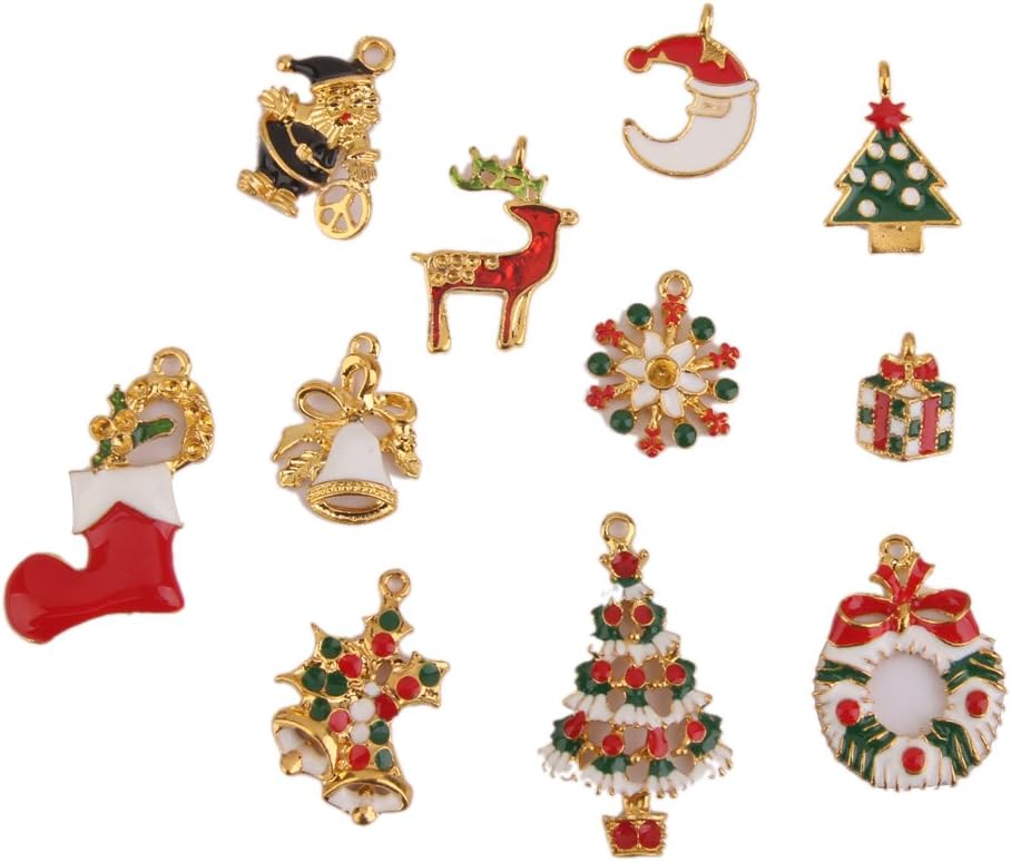 Christmas Charms Pendants Jewelry Findings Set of 11pcs Gold