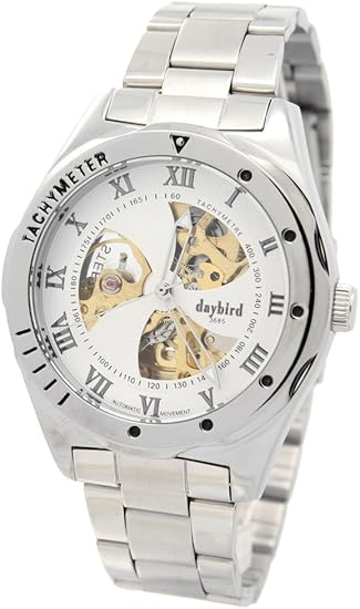 Amazon Daybirdユニセックスのホワイトローマダイヤルファンブレード形状ダイヤルタキメーターgolden Skeleton Mechanical Watches レディース腕時計 腕時計 通販