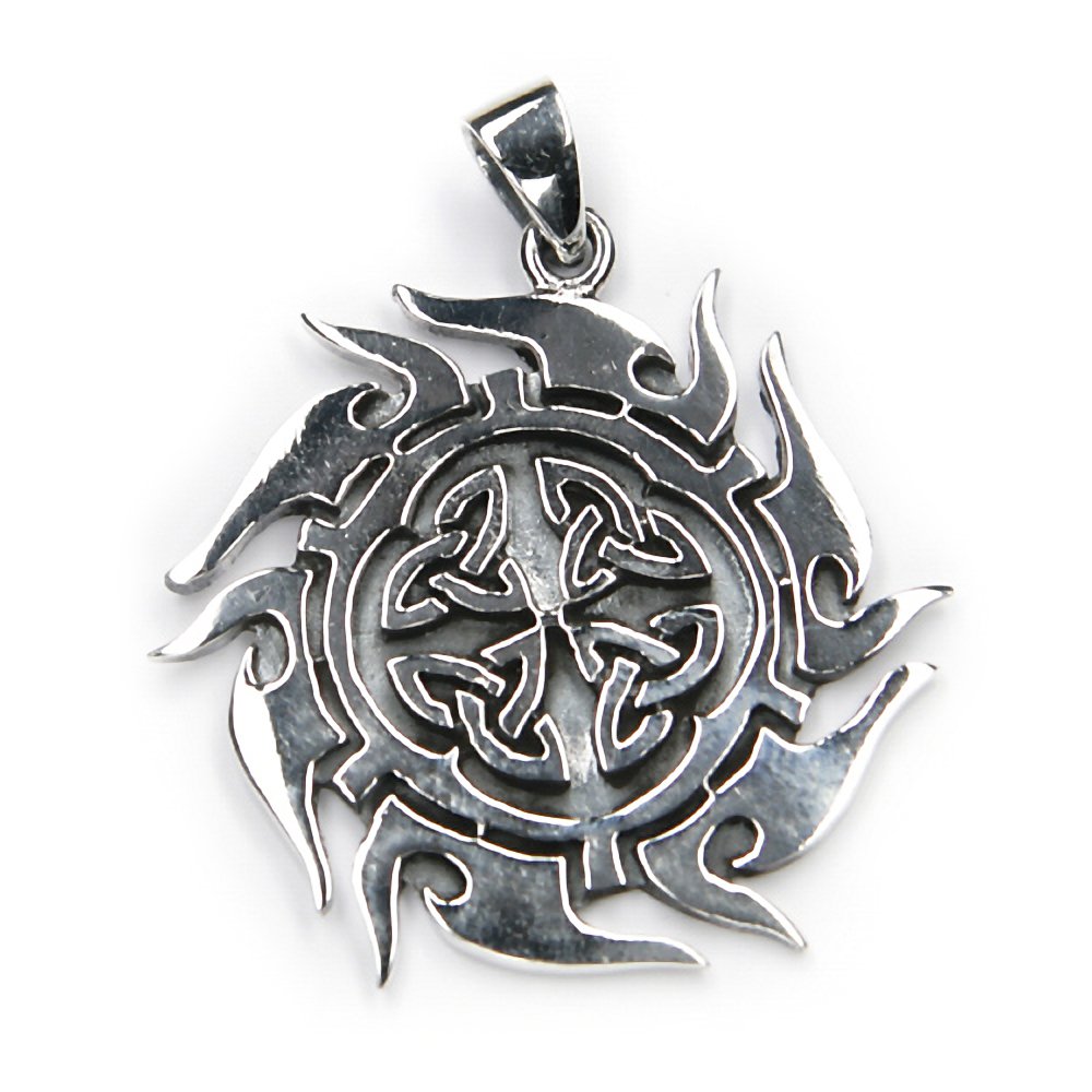 NKlaus Pendant Celtic Sun 925 Silver Oxidised 3cm Amulet Pendant 7452